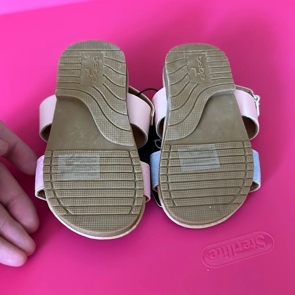 BEBE GIRLS TODDLER SANDALS: PINK/RAINBOW: NWT: SZ 6